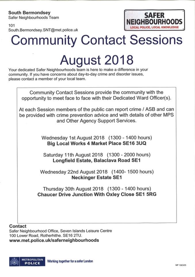 Safer Neighbourhoods August Events 2018